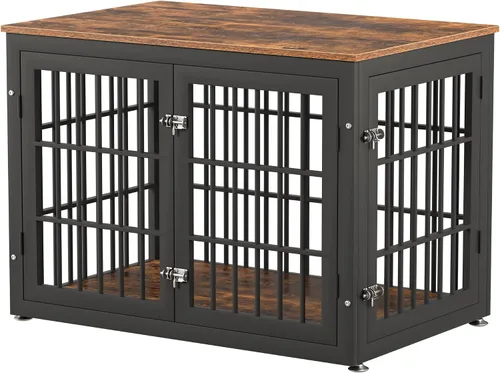 Vista 21 de rehomerance Mueble de jaula de perro resistente de 26 pulgadas para perros pequeños, mesa auxiliar decorativa para casa de mascotas, muebles de Negro