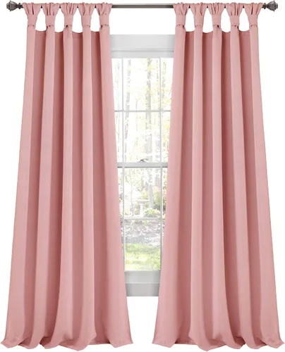 Vista 12 de Lush Decor - Cortinas con pestañas anudadas y aisladas para oscurecer la habitación, juego de paneles de cortina para ventana, 52" de ancho x 84