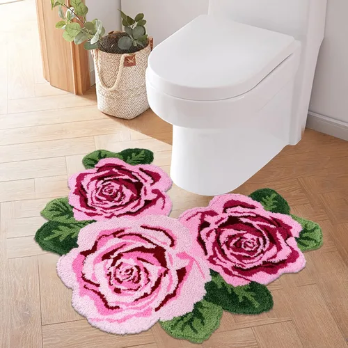 Vista 13 de USTIDE Tapete de baño de rosa esponjoso de 23.6 x 35.4 pulgadas, tapete de baño antideslizante para baño, cocina, sala de estar o dormitorio