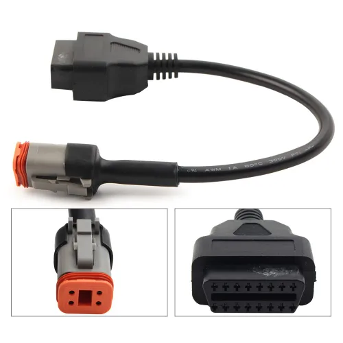 Vista 2 de Cable adaptador de escáner de diagnóstico de motocicleta 4Pin a OBD2 para accesorios Harley-Davidson 16Pin a 4Pin