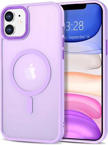 Vista 362 de Anuck - Funda magnética para iPhone 11 compatible con MagSafe, carcasa trasera mate translúcida dura, borde de TPU, delgada, resistente a impactos