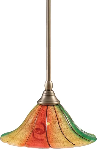 Vista 61 de Toltec Lighting Tallo Colgado Mini colgante, acabado de cobre negro, 3.5" cuadrado humo burbuja vidrio