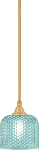 Vista 71 de Toltec Lighting Tallo Colgado Mini colgante, acabado de cobre negro, 3.5" cuadrado humo burbuja vidrio