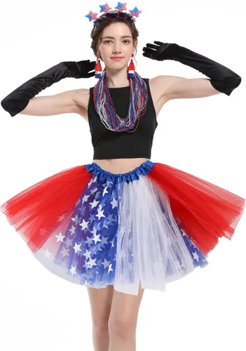 Vista 8 de 4th of July Tutu Tulle Skirt for Girls Women, Red White Blue Tutu Skirt Kids Adult Independence Day Patriotic Costume Unisex