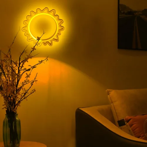 Vista 3 de Letrero de neón para decoración de pared, estético, amarillo, para dormitorio, USB/3-AA, funciona con pilas, luz nocturna para decoración de luz
