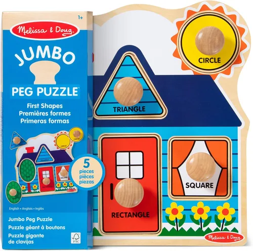 Vista 9 de Melissa & Doug First Shapes - Rompecabezas de pomo jumbo con formas, rompecabezas de clavijas de madera para niños pequeños, juguete educativo