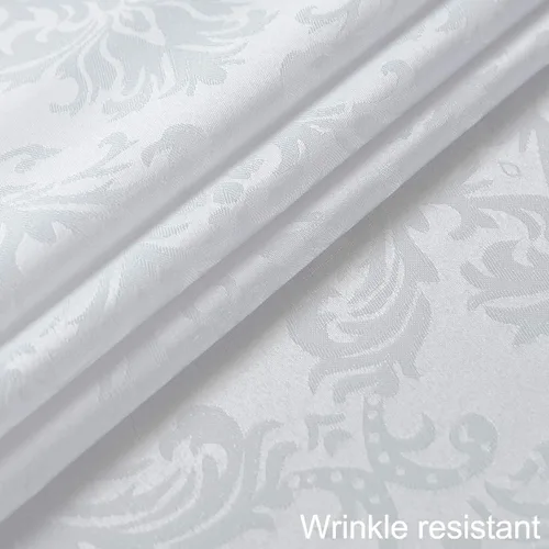 Vista 5 de Servilletas cuadradas de jacquard blanco, servilletas de poliéster suave resistentes a las arrugas con diseño damasco, servilletas de tela