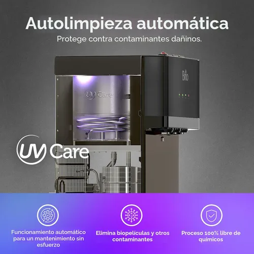 Vista 7 de Brio Dispensador de agua de carga inferior autolimpiante, acero inoxidable negro, 3 ajustes de temperatura, agua caliente, habitación y fría