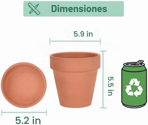 Vista 2 de vensovo Macetas de terracota y arcilla de 6 pulgadas para plantas