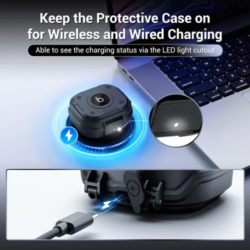 Vista 5 de PROfezzion Funda para Beats Powerbeats Pro 2 con cerradura, resistente Negro azabache