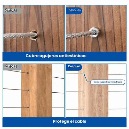 Vista 4 de Muzata 50Pack Cable Railing Level Protector Sleeve for Wood Post CR13
