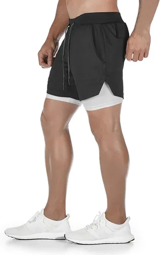 Vista 5 de DIOTSR Mens 2 in 1 Running Workout Shorts Lightweight Athletic Gym Shorts with Pockets