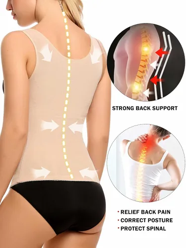 Vista 4 de Ekouaer Corsé de cintura para mujer bajo el busto, moldeador de cuerpo con huesos de acero, quemador de grasa abdominal S-4XL