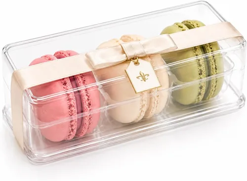 Vista 7 de Pastry Chef's Boutique - Cajas de regalo pequeñas de plástico transparente para macarons franceses - Capacidad para 2 macarons - Tamaño de cavidad