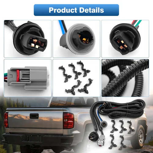 Vista 6 de TOP-MAX Arnés de repuesto para luz trasera derecha del pasajero para GMC Sierra 2016 2017 2018 2019, arnés de cableado impermeable sellado NBR