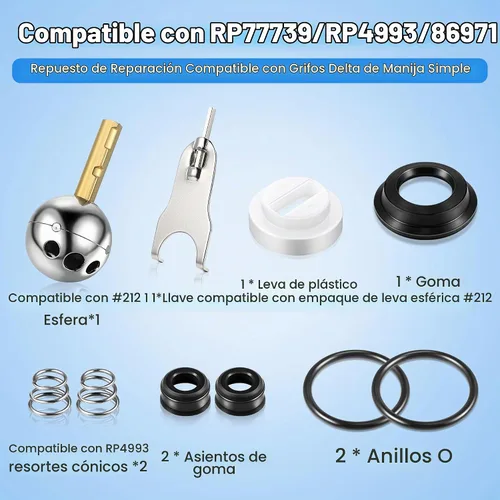 Vista 2 de Dreyoo Kit de reparación de grifo de ducha compatible con Delta/Peerless, 1