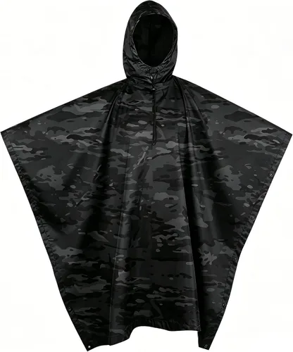 Vista 15 de GRVCN Poncho de lluvia militar, impermeable de camuflaje impermeable ligero al aire libre