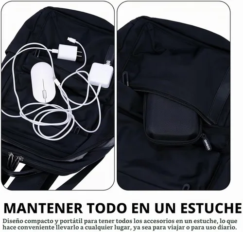 Vista 4 de Ginsco Estuche de protección de carcasa dura, bolsa organizadora de accesorios electrónicos para MacBook Air/pro, adaptadores, cargadores, cables