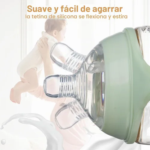 Vista 3 de Paquete de 4 pezones de biberón compatibles con biberón natural, pezones de silicona suave de repuesto, similares a los pechos con válvula