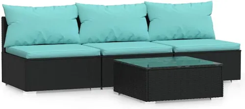 Vista 27 de Patio 3 Seater Sofa with Cushions Brown Poly Rattan Brown and Green