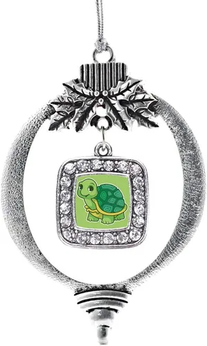 Vista 304 de Inspired Silver - Nana púrpura - Adorno de Navidad plateado - Adorno cuadrado para árbol de Navidad con circonita cúbica - Decoración colgante