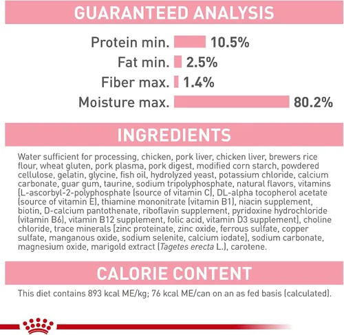 Vista 6 de Comida enlatada para gatos, de Royal Canin, salud felina, nutrición instintiva de adultos, rebanadas delgadas en salsa, Paquete de 6