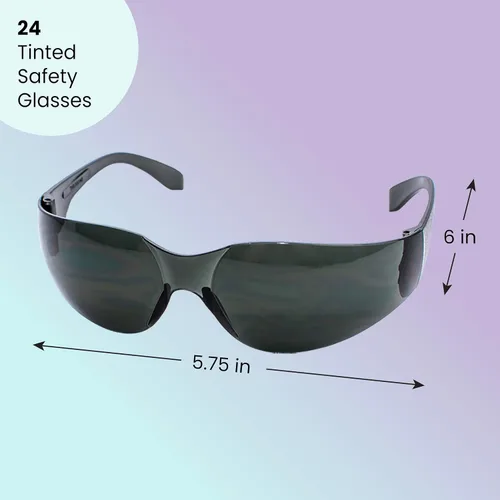 Vista 3 de Aqulius Lentes de seguridad tintados para hombres y mujeres, paquete de 24, oscuros, tácticos, ANSI Z87+, resistentes a los impactos y protección