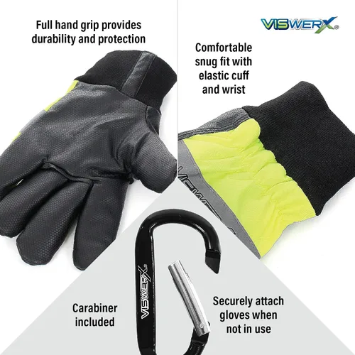 Vista 4 de Guantes de trabajo de invierno de alta visibilidad, aislados para clima frío y ajuste cómodo en la muñeca, guantes de trabajo resistentes, guantes