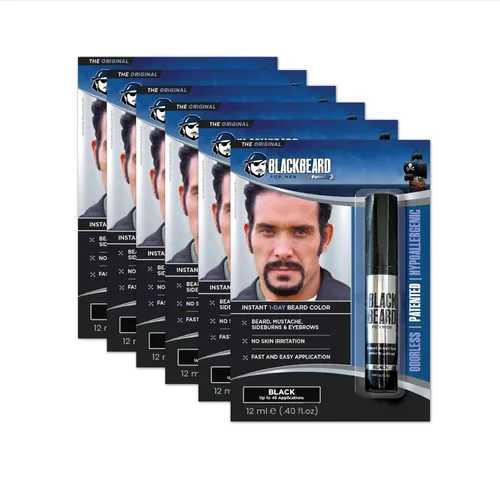 Vista 17 de Barbanegra para hombre, color de barba instantánea, negro, 1 paquete 1-Day Temporary Facial Hair Tint, Beard, Mustache, Eyebrow, Sideburns
