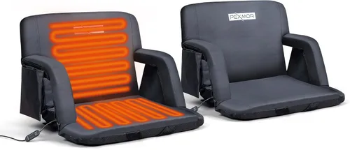 Vista 9 de PEXMOR Paquete de 2 asientos calefactados para estadio con soporte para la espalda, calefacción de 3 niveles, 5 posiciones reclinables, silla
