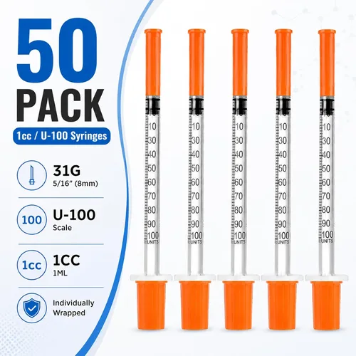 Vista 2 de Jeringa de 0.03 fl oz/cc 31G 5/16'' (0.315 in), paquete de 50 jeringas U