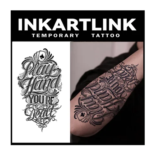 Vista 8 de INKARTLINK Tattoo Tech, 2 hojas de tatuaje semipermanente mediano, tatuajes temporales de diseño artístico para adultos, dura 1-2 semanas