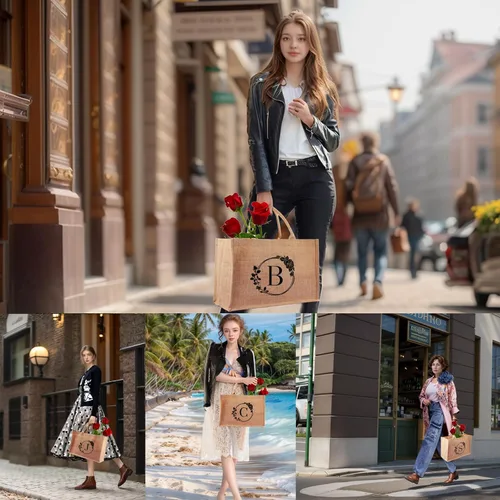 Vista 6 de A-Z - Bolsas grandes con iniciales con monograma para mujeres, regalos de agradecimiento para profesores, madres para el día de la madre