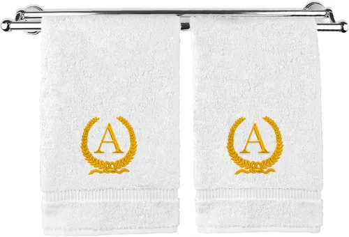 Vista 82 de Toalla de mano con monograma, regalo personalizado, 16 x 30 pulgadas, letra blanca bordada con diseño de corona en toalla negra, extra absorbente