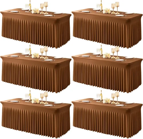 Vista 74 de Paquete de 1 manteles azul bebé para mesas rectangulares de 4 pies, cubiertas de mesa de spandex elástico de una pieza resistentes a las arrugas