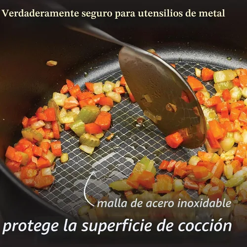 Vista 5 de Anolon X Hybrid Sartén Saltear Antiadherente de Inducción con Tapa, 3.5 Cuartos - Gris Carbón