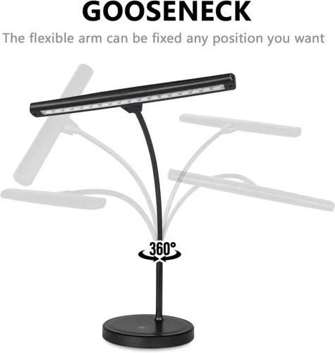 Vista 2 de Luz de música de piano de 18 LED con soporte ajustable para piano de cola, músico, lectura de libros, manualidades