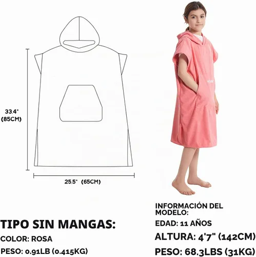 Vista 2 de Hiturbo Poncho de toalla de baño para niños: toallas de natación