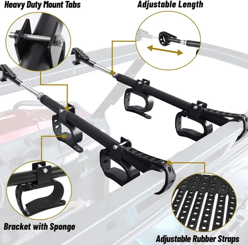 Vista 8 de StarknightMT Portaarmas para UTV - Portaarmas Aéreo para UTV Soporte de Techo para Armas/Arcos con Acolchado Suave, Ajustable se Adapta a Espaciado