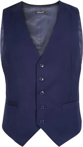Vista 2 de Alizeal Chaleco de Traje de Negocios Clásico de Color Sólido para Hombre de Ajuste Regular Chaleco de Esmoquin para Boda Azul marino