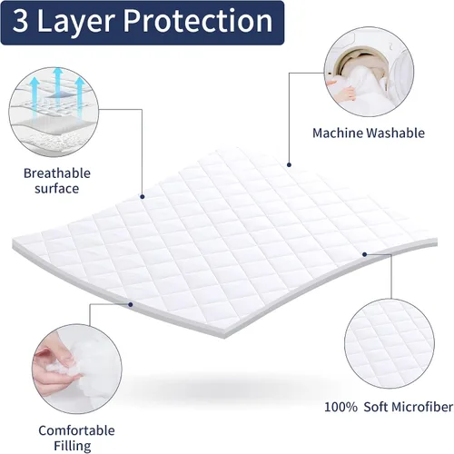 Vista 3 de HOMBYS Protector de colchón de aire tamaño Queen, funda de colchón de aire acolchada suave, transpirable y silenciosa con bolsillo profundo, se