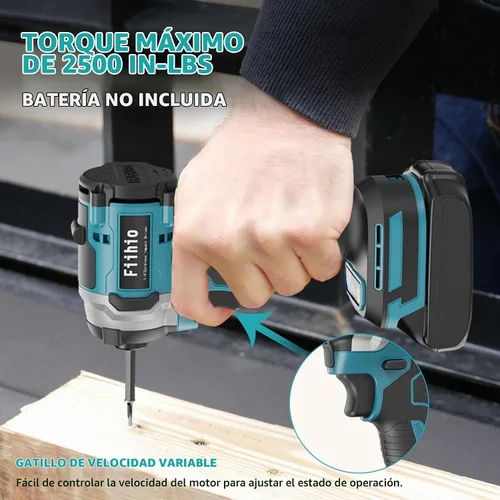 Vista 7 de Destornillador de impacto inalámbrico compatible con batería Makita de 18V, destornillador de impacto de potencia con mandril hexagonal de 1/4" 2500