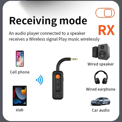 Vista 3 de Receptor transmisor de audio Bluetooth 5.4 con baja latencia, adaptador AUX Bluetooth de coche de 0.138 in con micrófono integrado para llamadas