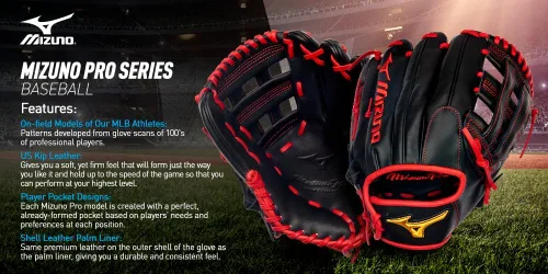 Vista 4 de Mizuno Serie de guantes de béisbol profesionales Modelos Pro Player