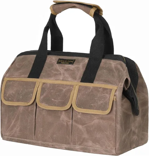 Vista 12 de Bolsa de herramientas de 13 pulgadas, bolsa de herramientas de boca ancha resistente al agua de servicio pesado, bolsa de herramientas con asa