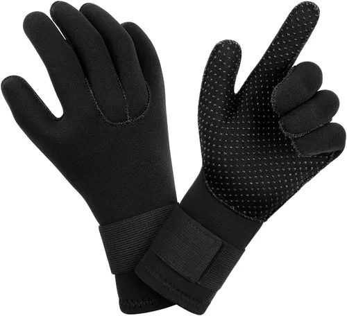 Vista 11 de AUAUY Guantes de buceo, guantes de neopreno de 0.118 pulgadas (0.118 in), guantes de neopreno cálidos de cinco dedos, guantes de surf flexibles