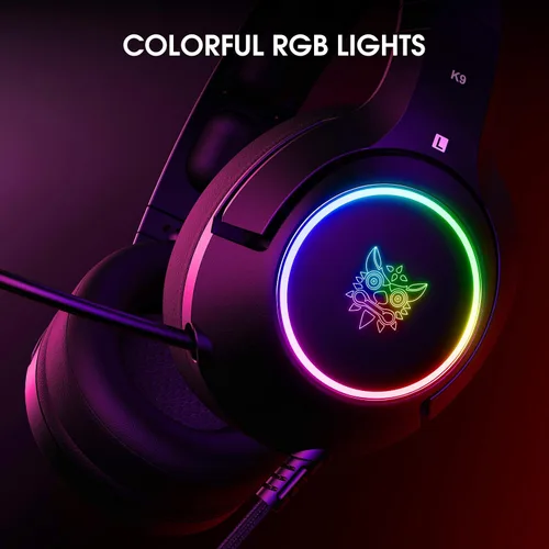 Vista 6 de Ajsaki Actualizado 2022 Auriculares para juegos K9 auriculares para juegos con luces LED RGB cancelación de ruido auriculares estéreo PS Vita