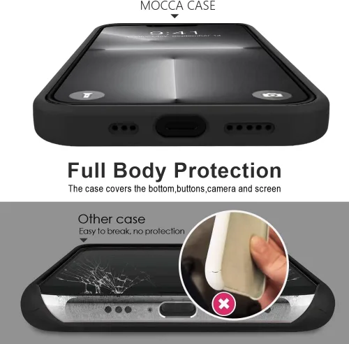 Vista 5 de MOCCA Funda compatible con iPhone 13 Mini con soporte de anillo, silicona líquida, forro de microfibra, funda protectora antiarañazos, a prueba