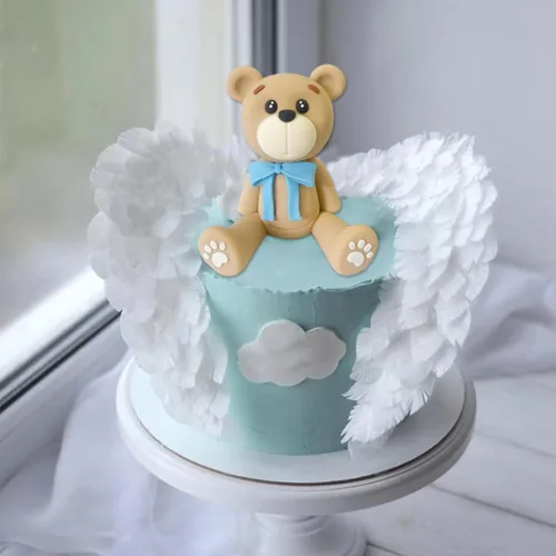 Vista 6 de Decoración 3D para tartas de oso para decoración de tartas de oso para niños y niñas, baby shower, suministros de fiesta de cumpleaños (azul)