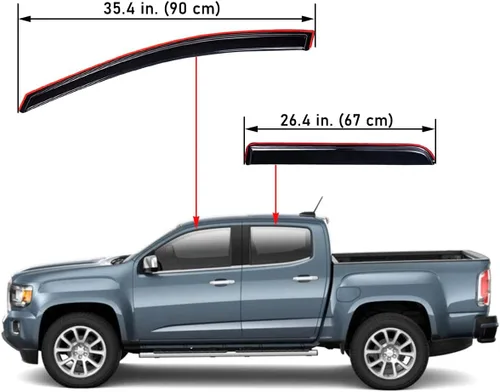 Vista 3 de Lightronic Visera de ventana de ventilación automática con clip extra duradera, compatible con Chevrolet Colorado y GMC Canyon 2015-2022, cabina